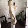 Gigogou casual losse lange gebreide vrouwen midi jurk herfst winter coltrui trui jurken dikke warme kerst feestjurk 211221