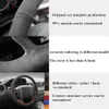 Car Steering Wheel Cover DIY Non-slip Black Genuine Leather Suede For Skoda Octavia 2015-2019 Fabia 2016-2019 Kodiaq 2016-2019