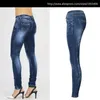 Niski talia Niebieski Skinny Jeans Kobiety Mody Myted Bleached Porysowany Femme Plus Size Push Up Vintage Slim Bawełniane spodnie 211129