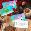 50 Stück Regenbogen-Laser-Grußkarten für frohe Weihnachten, handgefertigt, Geschenk, Dekor, Weihnachtsmann, Schneemann, Party-Einladung, Nachrichtenkarte