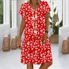 Nieuwe dames zomerjurk mode bloemen print vneck losse grote swing casual strandstijl grote dames plus size jurk t200603