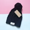 Stickad skullcap kvinna beanie hatt höst vinter retro brimless baggy melon cap manschett rhombus mössor hattar