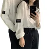 Женская футболка в Корейском стиле, модная женская футболка с длинным рукавом в стиле Харадзюку, весенние свободные футболки для пар, белый топ, хипстерская одежда
