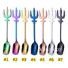 Stainless Steel ECO Friendly Dessert Ice Cream Coffee Spoon 7 Colors Multifunction Kitchen Accessories Flatware Fruit Fork T9I001448