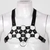 Belts Men Punk Sexy Hollow Up Short Tanks Crop Top PU Leather O-ring Rivets Decor Underwear Crisscross Back Vest Restraint Chest Belt