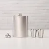 Stainless Steel 8 Oz Hip Flask Set Portable Pocket Alcohol Wine Bottles Drinkware Funnel Cups Bottle Kits Whiskey Container Pot Boxed Business Gift HY0107