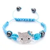 Handmade Cute Children Silver Cat Kids Girls Boys Crystal Beads Connected Braid Charm Bracelets Jewelry 20 Pcs Mix Whole6379460