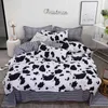 Solstício Conjunto de cama Conjunto de edredão Bed Bed Sheet Set Preto e Branco Vaca Padrão Impressão Colcha Cover Cama Plana Folha Rainha 210706