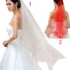 Gelin Veils 1.5 M Tek Katlı Kadınlar Kısa Parmak Uzunluğu Tül Düğün Peçe Spiral Dalgalı Saten Kurdele Trim Düz Renk Sheer Ince