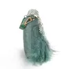 Bolso de mano con borlas de plumas para mujer, bolso de mano de diseñador de lujo para fiesta de boda, con diamantes de imitación, color rosa, verde y blanco, ZD1296