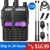 Walkie Talkie 2PCS Baofeng UV-82 5W UV82 듀얼 PTWO Way 라디오 밴드 VHF UHF 10km 아마추어