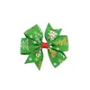 2021 12 couleurs fille Cheveux de Noël arcs de Noël 3.1 pouces Boot Botte chanceux Santa Claus rouge Vert Patchwork Design Bébé Filles Élégantes Clippers Cadeau pour enfants