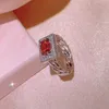 Choucong Ins Wedding Pierścionki Prosta Biżuteria 925 Sterling Silver Oval Cut Ruby 5a Cyrkon Eternity CZ Diamond Women Engagement Band Pierścień Dla Lovers '