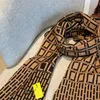 Модный шарф с надписью Brown F Дизайнерские женские классические вязаные шарфы Шаль Роскошный дизайнер Теплые зимние коричневые шарфы Женские шали D2109252HL