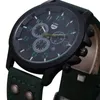 Montres-bracelets de haute qualité montre à quartz pour hommes en cuir militaire étanche platine luxe rond relogio masculino