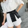 2 st Kvinnor Midja Bag Hip Hop Leather Belt s Tactical Crossbody Chest Kvinna Fanny Pack Small Designer Luxury Pocket 211214