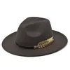 Comercio exterior estadounidense otoño invierno nuevo sombrero de copa de lana retro caballeros y caballeros, señor, sombreros de fieltro de lana de ala plana, gorra de ala recta
