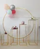 5pcs Shiny Gold Wedding Decoration Outdoor Lawn Flower Plinths Table Aisle Iron Circle Birthday Party Arch Backdrops For Balloon Sash Toys Crafts DIY Floral Rack