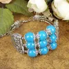 New Tibetan Bohemia Ethnic Fusion Bracelet Red /blue Stone Round Glass Beads Bangle Bracelet A204g Q0719