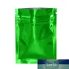 100Pcs/Lot Glossy Green Mylar Foil Bag Zipper Seal Flat Tear Notch Reclosable Coffee Bean Snack Storage Package Pouches