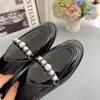 Classic ladies dress shoes black and white flat-heeled boat shoes designer women thick-soled patent leather lazy one-foot loafers casual shoes 34-40 size