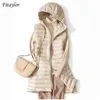 Fitaylor winter ultra licht witte eend down jas vrouwen 4XL plus size jas medium lange vest vrouwelijke casual rits bovenkleding 211013