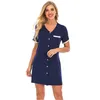 Womens blusa casa vestido moda tendência manga longa cardigan botons short camisa vestido fêmea primavera casual relaxamento solto