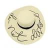 Pullu Mektubu İşlemeli Büyük Brim Güneş Şapka Bayan Yaz Kadın Güneş Şapka Plaj Güneş Koruma Katlanır Hasır Şapka