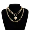 Vintage Dubbellaag Hart Medaillon Hangende Ketting voor Vrouwen Goud Zilver Openbaar Liefde Vorm Paardents Verklaring Ketting Groothandel Prijs