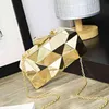Evening Bags Gold Acrylic Box Geometric Evening Bag Clutch Bags Elegent Chain Women Handbag for Party Shoulder Bag for Wedding Dating Party 220314