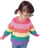 1-7Y bébé garçons filles rayure tricoté hauts pull Cardigan tenues garçon arc-en-ciel vêtements d'hiver printemps chandails 211201