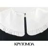 KPytomoa mulheres doce moda patchwork malha mini vestido vintage peter pan colar de manga curta vestidos femininos vestidos 210309