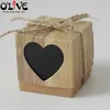 50 Sztuk Kraft Heart Candy Box Rustykalne Dekoracje Ślubne Party Favor Box Vintage Gift Wrap Chocolate Bonbonniere Opakowania 210724