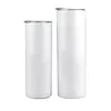 20oz 30oz sublimering avsmalnande skinny tumbler rostfritt stål blank vit med lock halm cylinder vatten hav