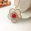 Frauen Pullover Kette Halsketten Anhänger Neue Schmuck Rose Blume Kreuz Cat Eye Edelstein Stein Österreichischen Kristall Mode Strass Anhänger Halskette