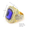 Bande colorée gemmes diamant marque bijoux mode Hip Hop Style 18 carats plaque d'or anneaux pour Men2193384