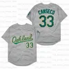 Rétro baseball 1968 1974 et 1990 Home Jersey 35 Henderson 34 doigts 33 Canseco 27 ​​Hunter 25 McGwire 9 Jackson