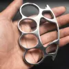 Big Finger Hole Head Round Metal Knuckle Duster Four Finger Tiger Fist Buckle Outdoor Defensive Ring Buckle Defensive EDC Tool