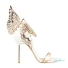Sophia Webster Evangeline Angel Wing Sandal Plus Tamanho 42 Couro Genuíno Mulheres Casamento Pink Glitter Shoes Sexy Girl Butterfly Sand9034073