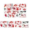 Muurstickers 1 Set DIY Verwijderbare Bloedige Palm Afdrukken Deurvenster Sticker (rood)