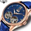 腕時計Lige 2021自動メカニカルウォッチメンズTourbillonスポーツファッションビジネスメンズウォッチReloj Automatico de Hombre