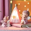 Cute Angel Figurines Resin Girl Statue Mini Garden Accessories Christmas Decorations Modern Home Decor Children Bedroom Decor 210811