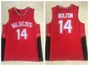 Mens Zac Efron Troy Bolton 14 East High School Musical Wildcats Basketball Maillots Rouge Cousu Chemises S-XXL