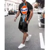 Herrsp￥rar Herrens fashionabla t-shirt Set 3D-tryck ￶verdimensionerade korta ￤rm shorts strandstil fritid trend bekv￤mt