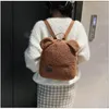 Backpack Portable Plush Autumn Winter Lamb Fleece Women's Cute Bear Shaped Children Travel Shopping Rucksacks Bolsos