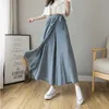 Vår sommar stil koreanska kvinnor pläterade chiffong byxor plus storlek hög midja byxor hakama casual wide ben pantalones 210925