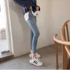 Light Blue Women Denim Pants Winter Simple Ripped Holes Skinny Jeans Female Trousers High Waist Stretch Long Pants 10406 210528