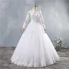 ZJ9151 Sexy High Quality Wedding Dress 2021 Ball Gown Elegant White Ivory Long Sleeve Bride Dresses Lace Bottom2734