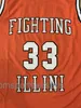 35 Stephen Bardo 25 Deon Thomas 33 Kenny Battle Fighting Illinois College Orange Basketball Jerseys Anpassningsamn