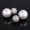 XIUMEIYIZU Orecchini a forma di bolla di perla simulata di lusso da 15 mm, orecchini a bottone reversibili con doppia sfera di zirconi cubici, 210315636788
